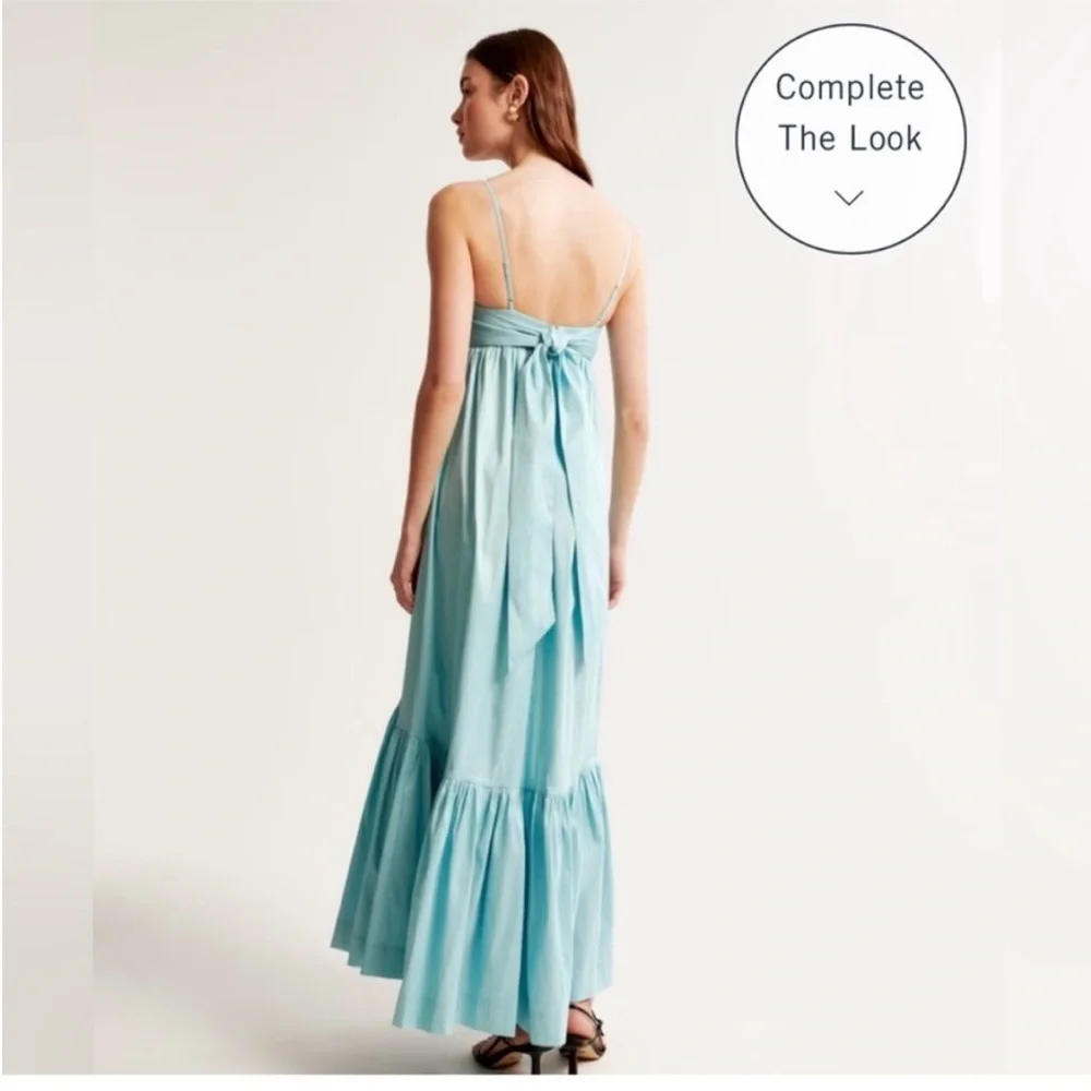 Abercrombie & Fitch Blue Pleated Maxi Dress